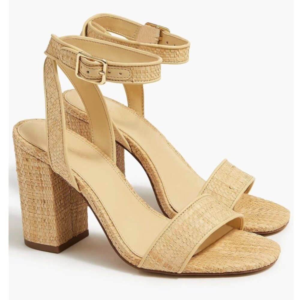 J. Crew Rafia Block Heel Sandals